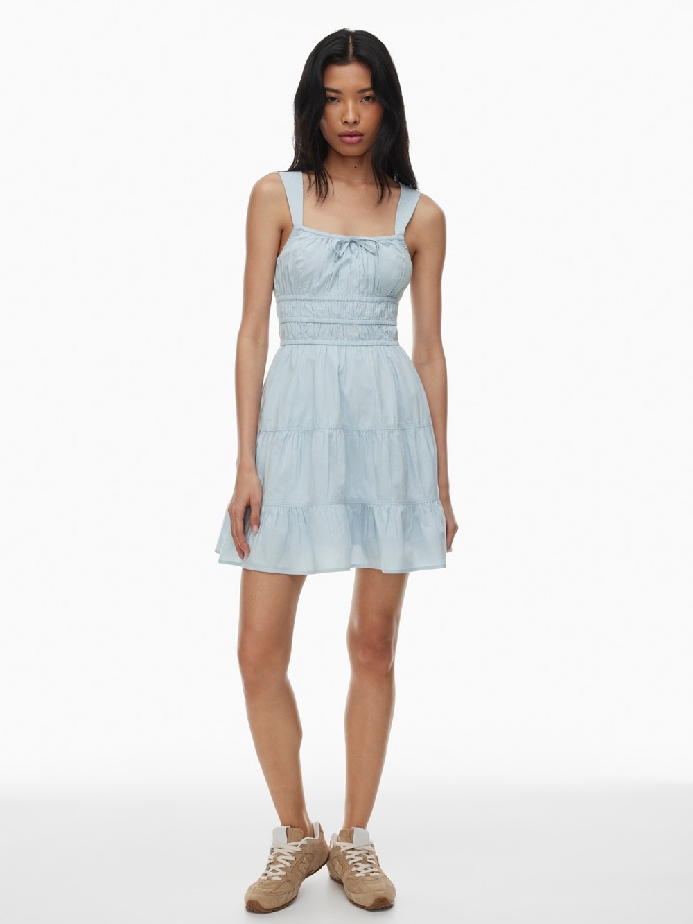 Sunday Best Light Blue Tiered Mini Dress